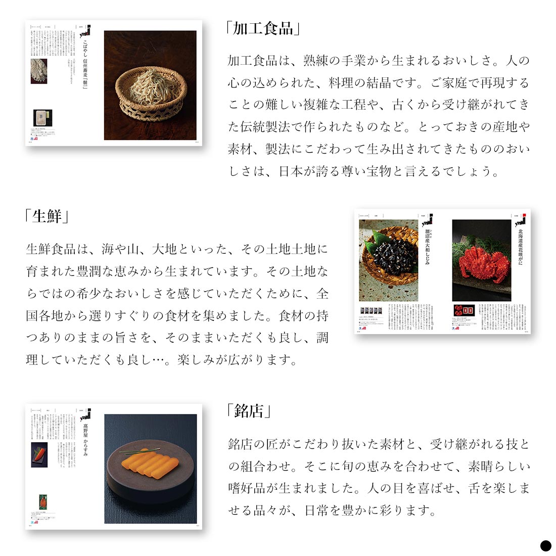「加工食品」「生鮮」「銘店」